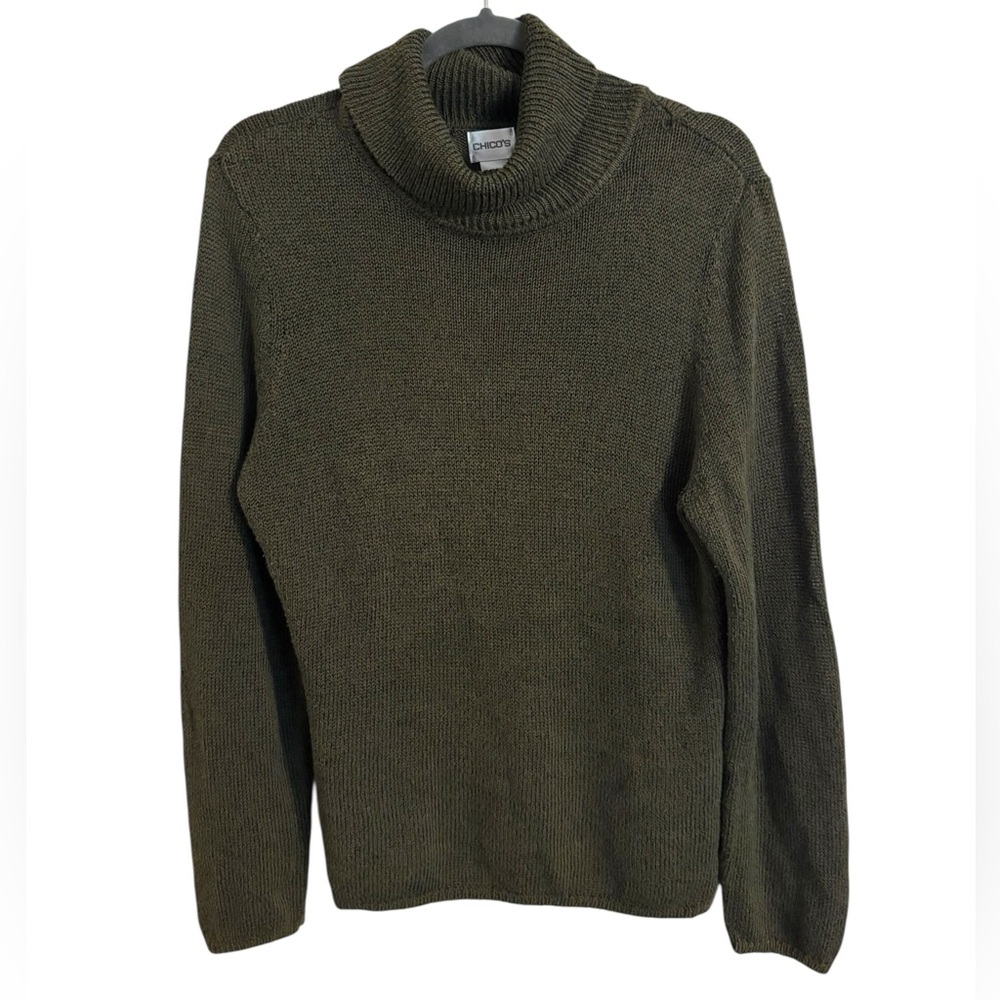 Chico’s Olive Green Turtleneck Pullover Sweater Size 3 XL